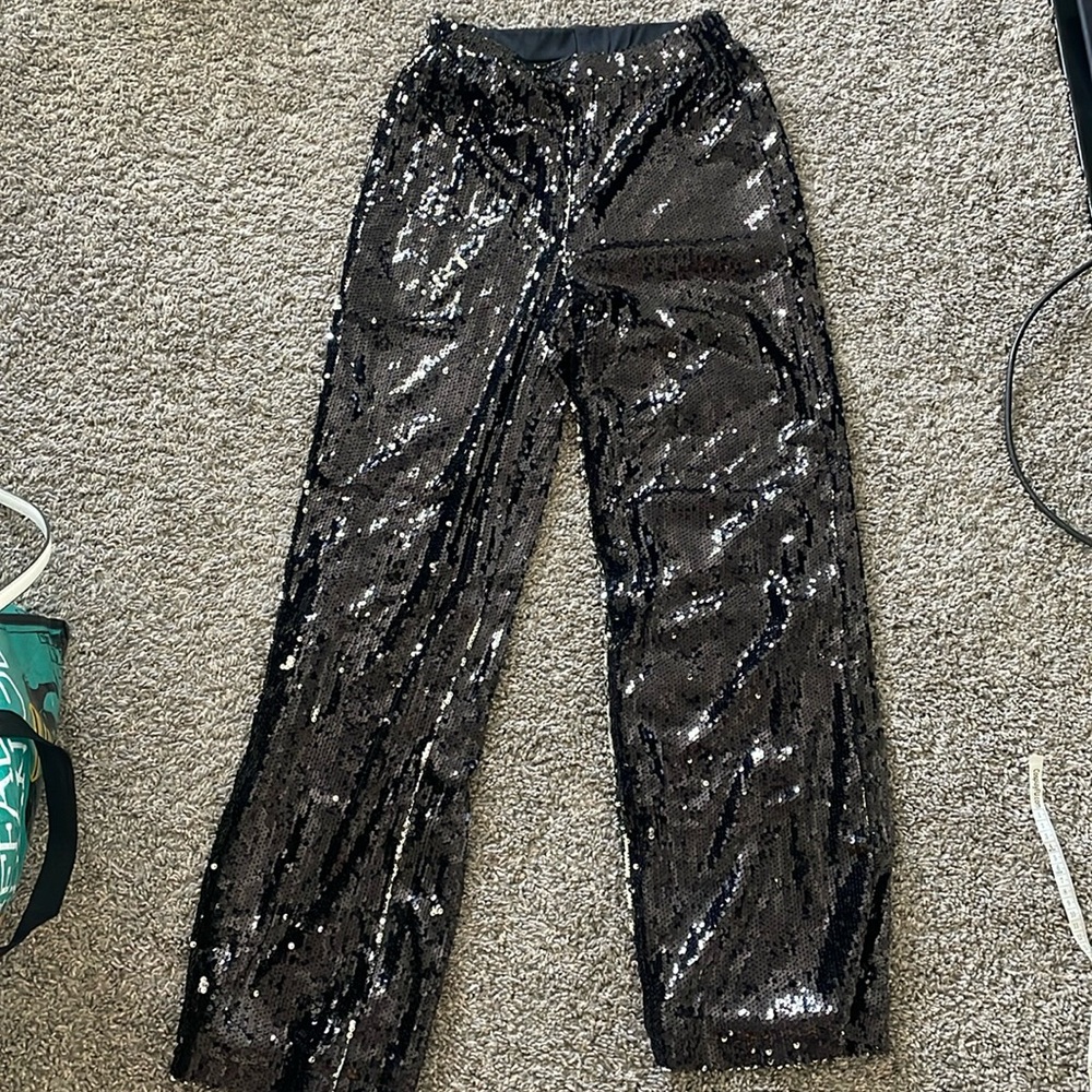 Black sequin pants